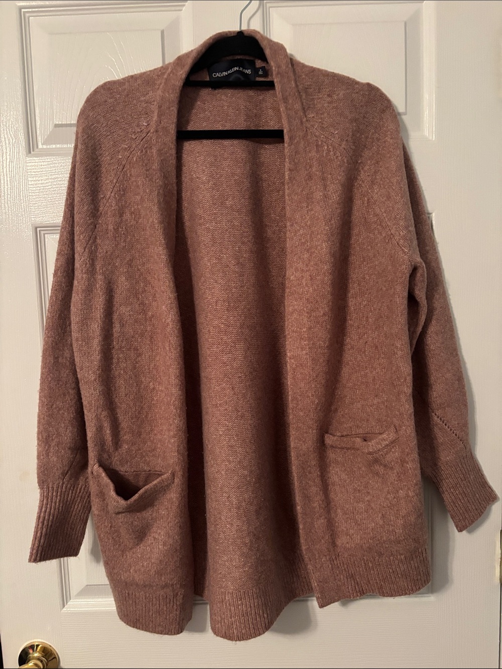 Calvin Klein Dusty Rose Open-Front Pocket Cardigan